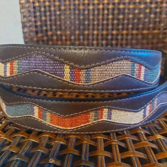 MEN'S WESTERN LEATHER BELT AZTEC DESIGN Size 40 - Picture 6 of 9